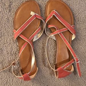 Merona brand salmon & gold sandals